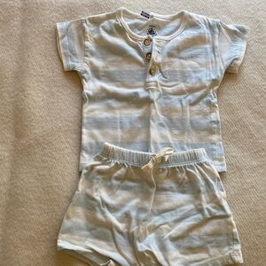 Petit Bateau Cream and White Baby Outfit